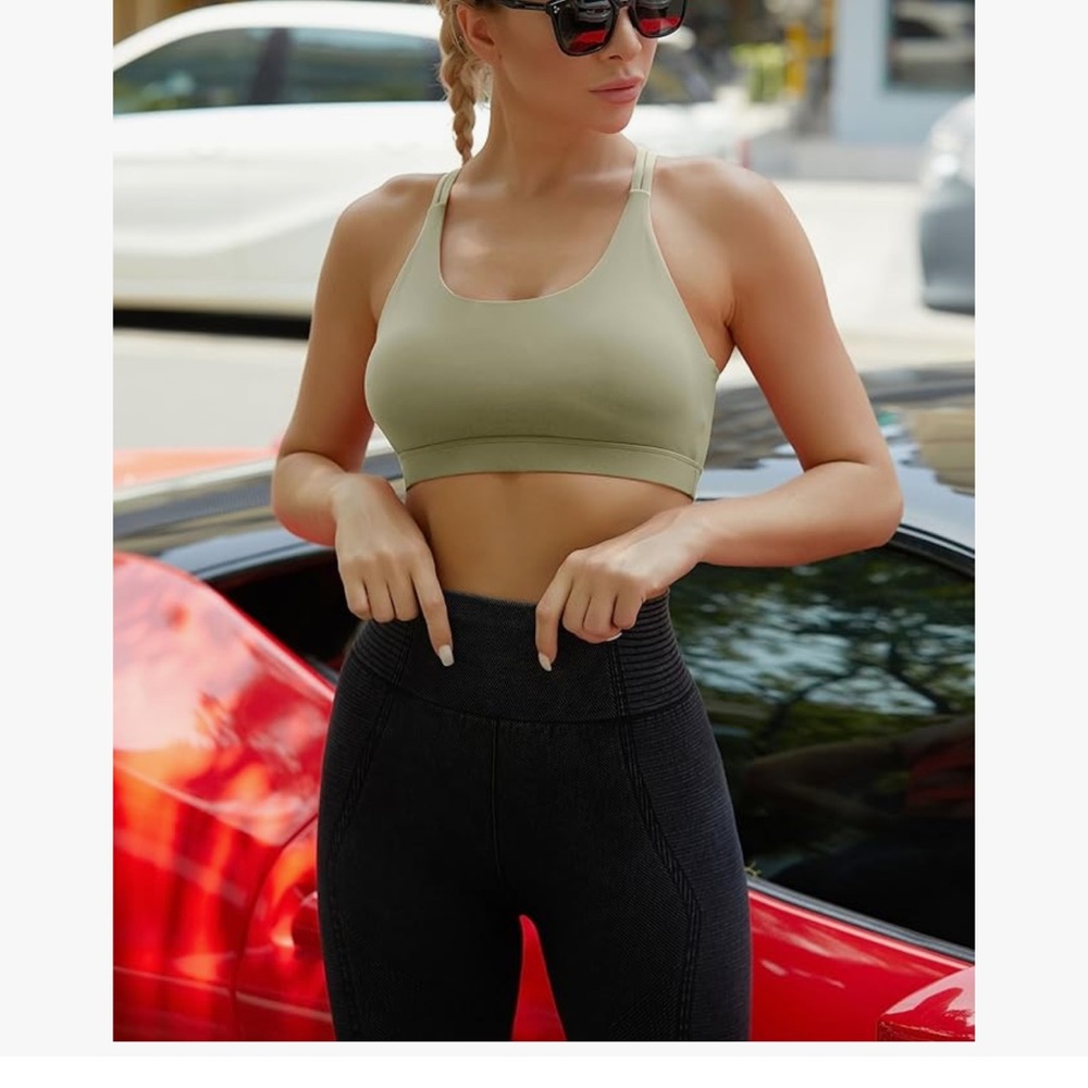 Amazon Sage Green Sports Bra and Red Snake Skin